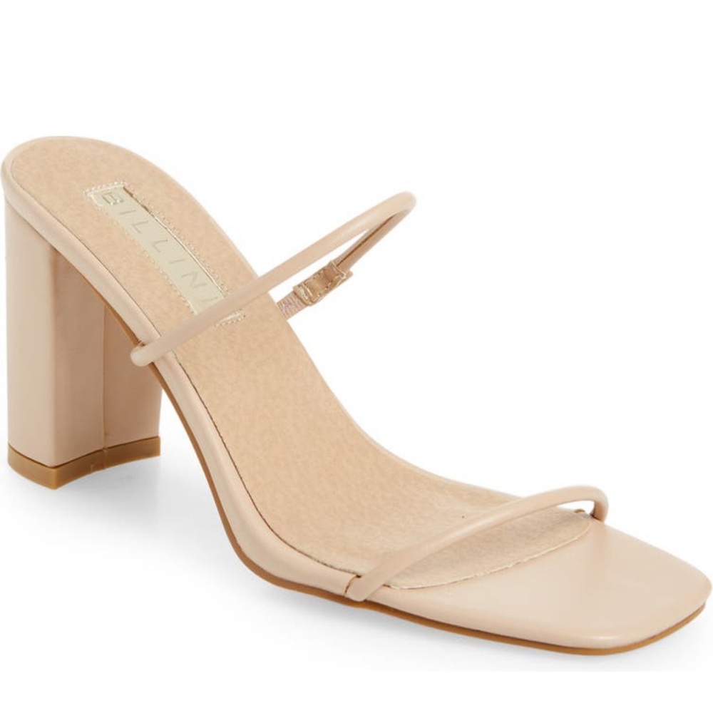 NWT Billini Cypria Nude Block Heel Mule Sandal